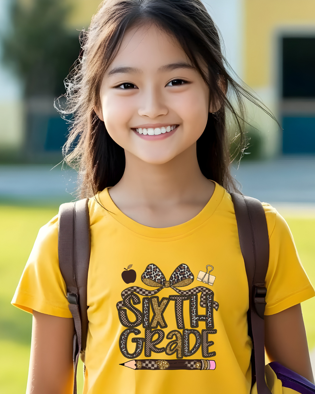 Leopard Print Sixth Grade Kids T-Shirt - Designs By Dice