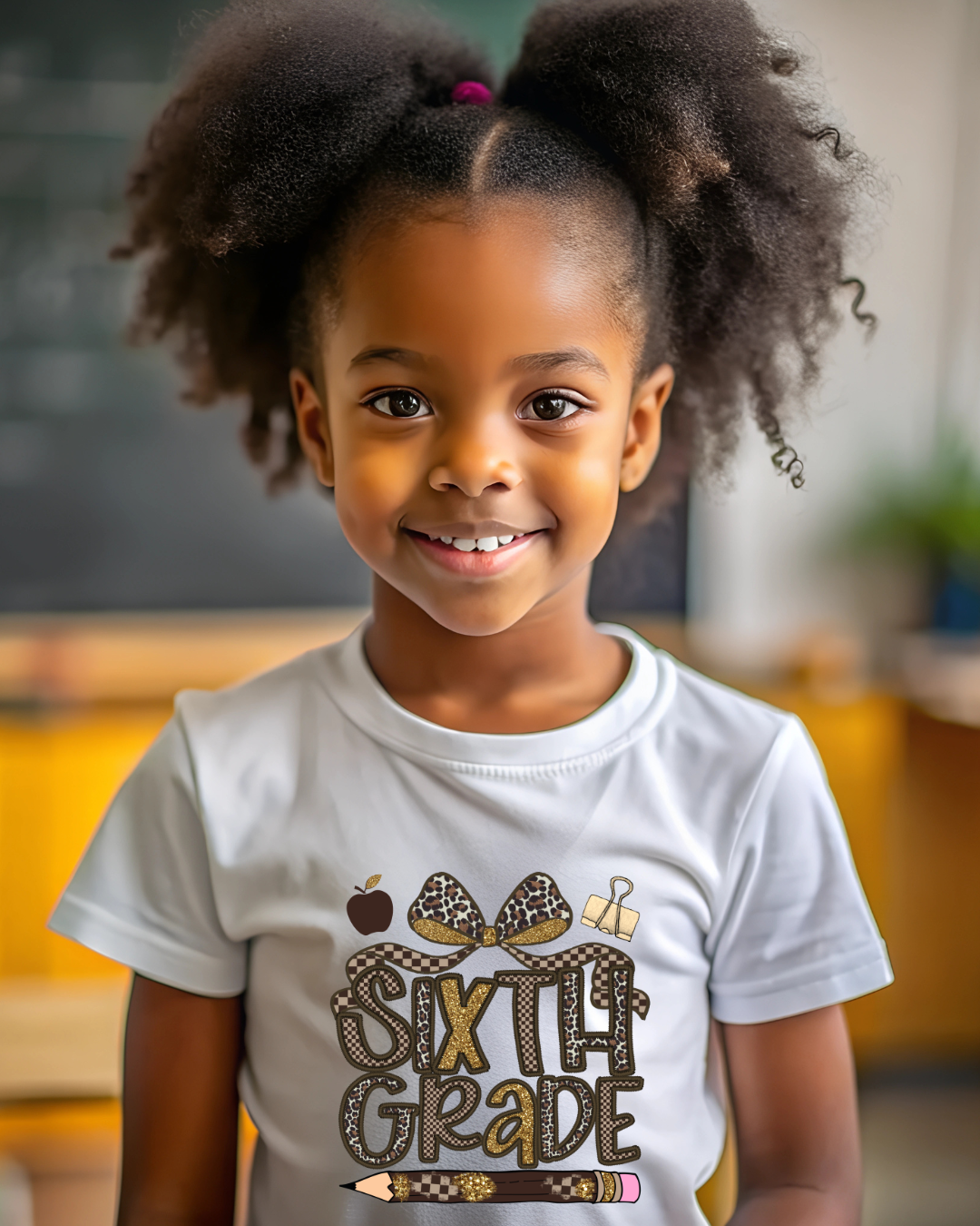 Leopard Print Sixth Grade Kids T-Shirt - Designs By Dice