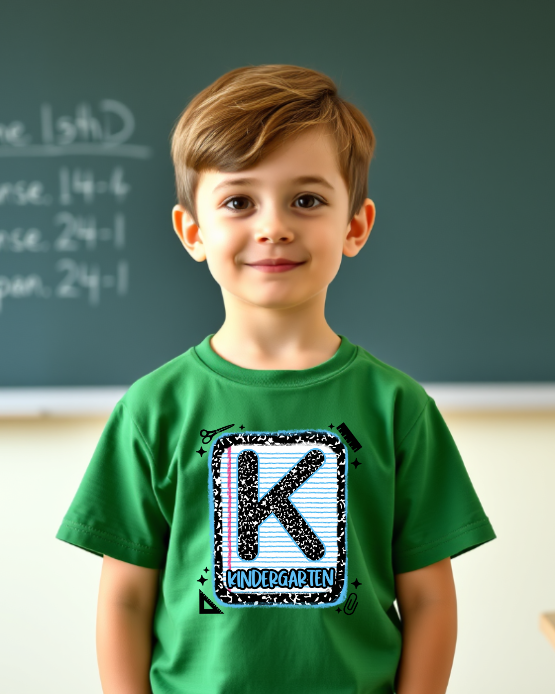 Kindergarten Boys Back to School Shirt – Leopard Print Notebook Graphic Tee