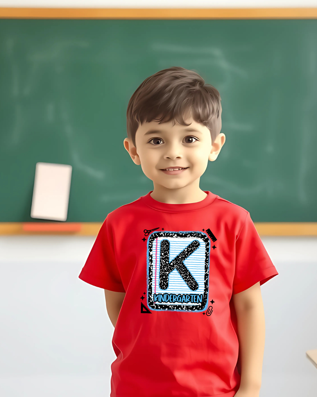 Kindergarten Boys Back to School Shirt – Leopard Print Notebook Graphic Tee