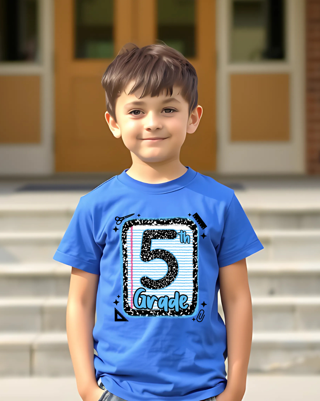 Fifth Grade Boys Back to School Shirt – Leopard Print Notebook Graphic Tee - Designs By Dice