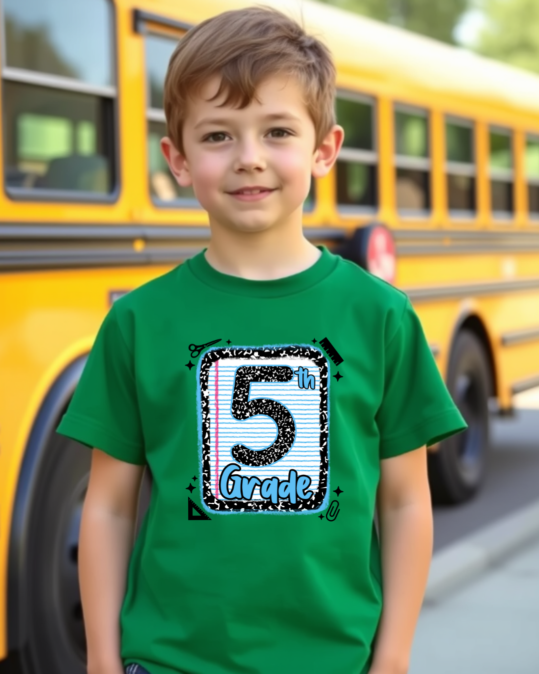 Fifth Grade Boys Back to School Shirt – Leopard Print Notebook Graphic Tee - Designs By Dice