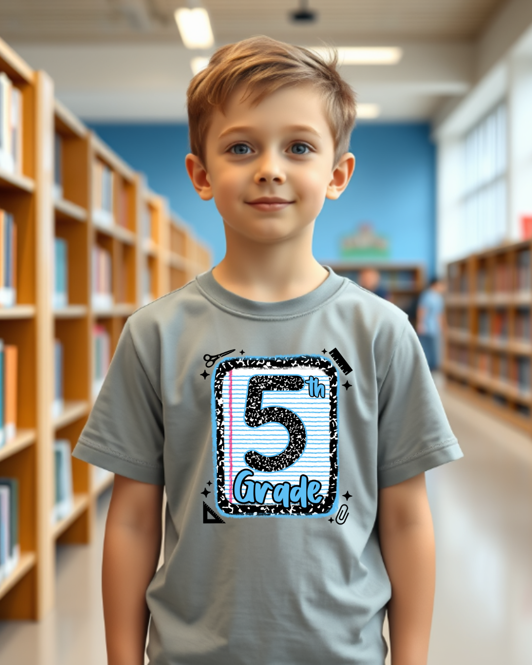Fifth Grade Boys Back to School Shirt – Leopard Print Notebook Graphic Tee - Designs By Dice