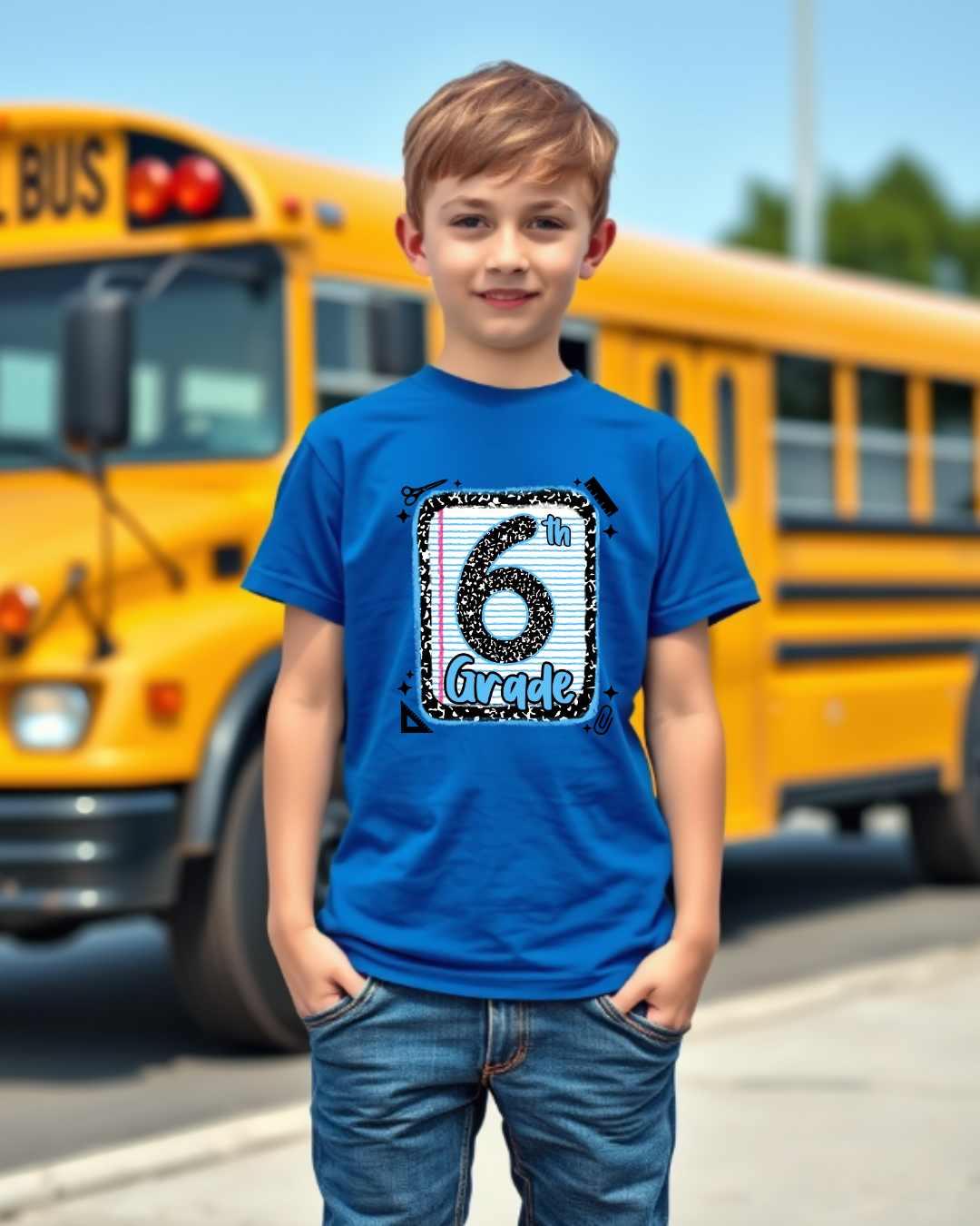 Sixth Grade Boys Back to School Shirt – Leopard Print Notebook Graphic Tee - Designs By Dice