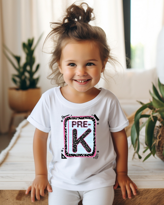 Pre-Kindergarten Girls Back to School Shirt – Leopard Print Notebook Graphic Tee