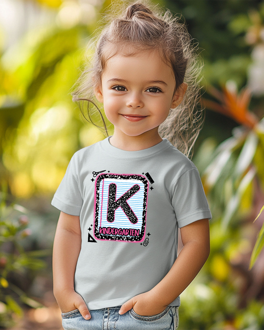Kindergarten Girls Back to School Shirt – Leopard Print Notebook Graphic Tee - Designs By Dice