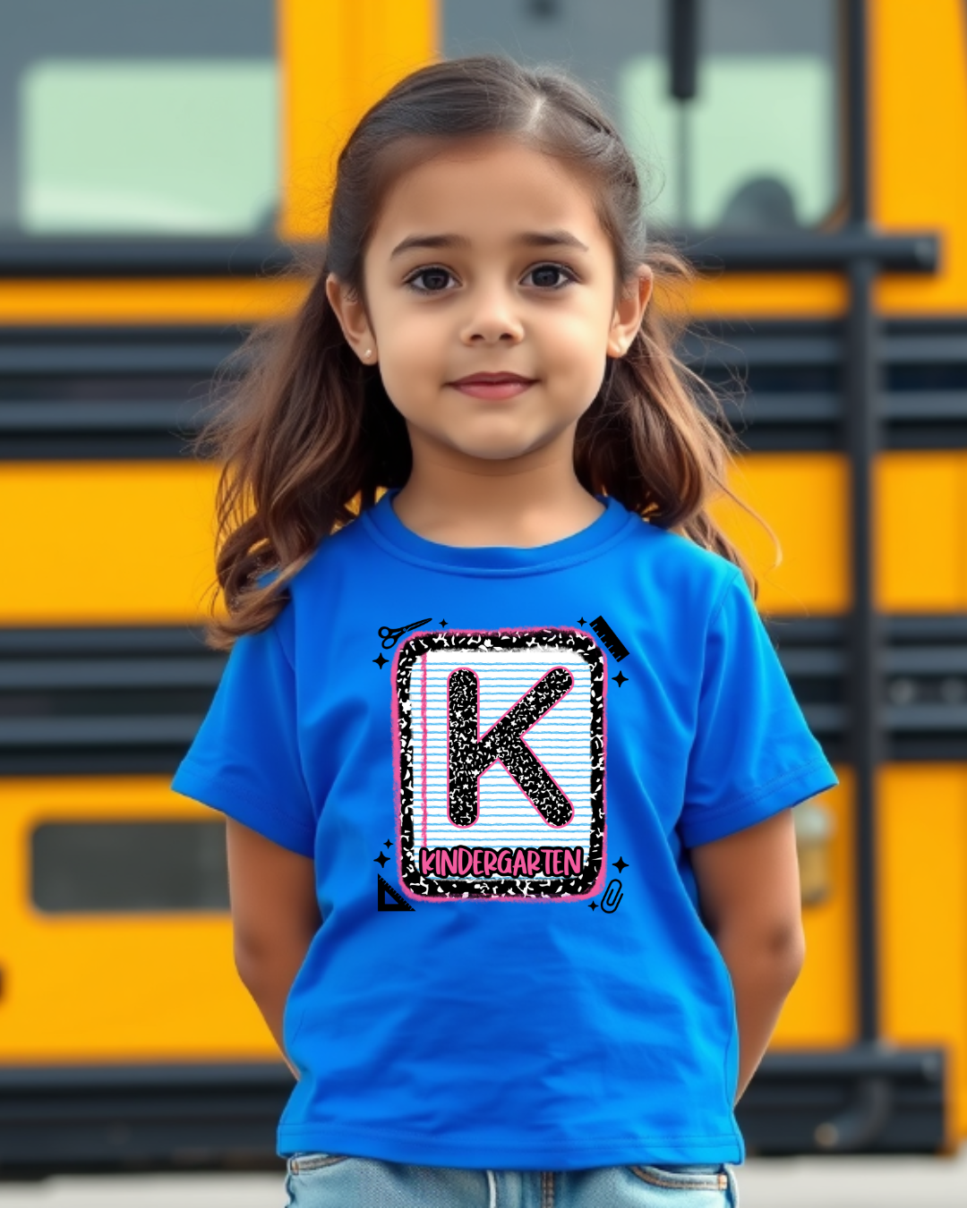 Kindergarten Girls Back to School Shirt – Leopard Print Notebook Graphic Tee - Designs By Dice