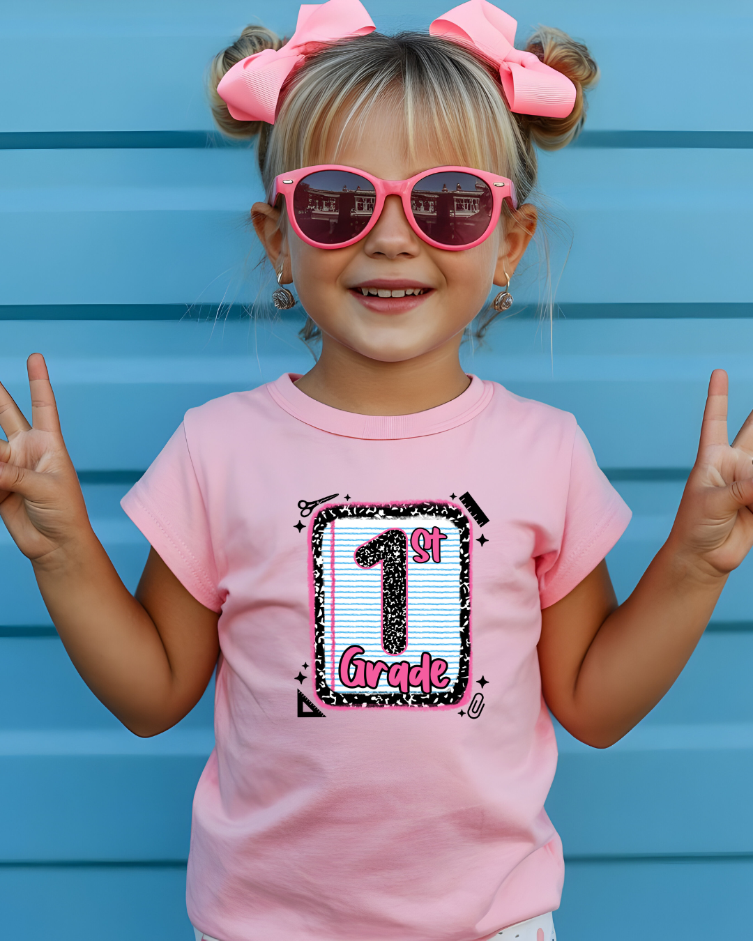 1st Grade Girls Back to School Shirt – Leopard Print Notebook Graphic Tee - Designs By Dice