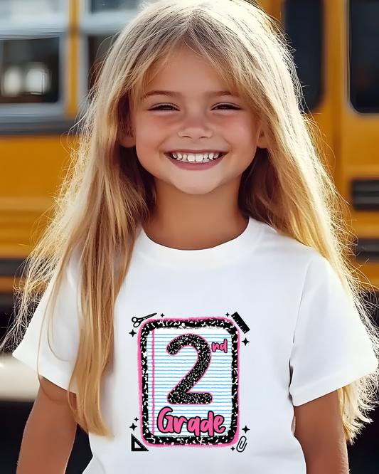 2nd Grade Girls Back to School Shirt – Leopard Print Notebook Graphic Tee