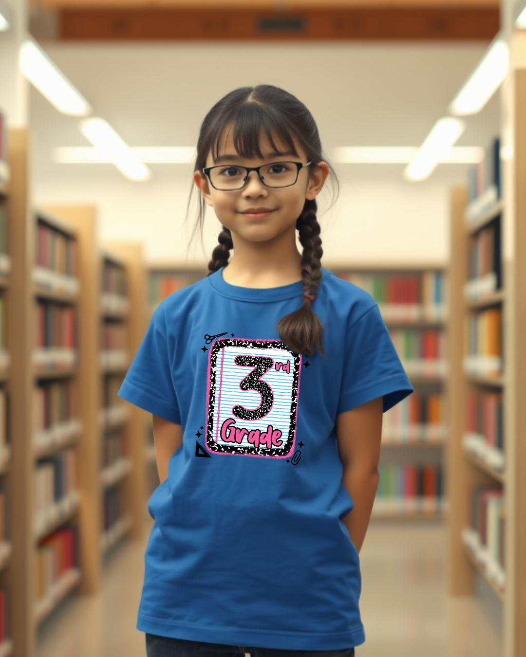 3rd Grade Girls Back to School Shirt – Leopard Print Notebook Graphic Tee - Designs By Dice