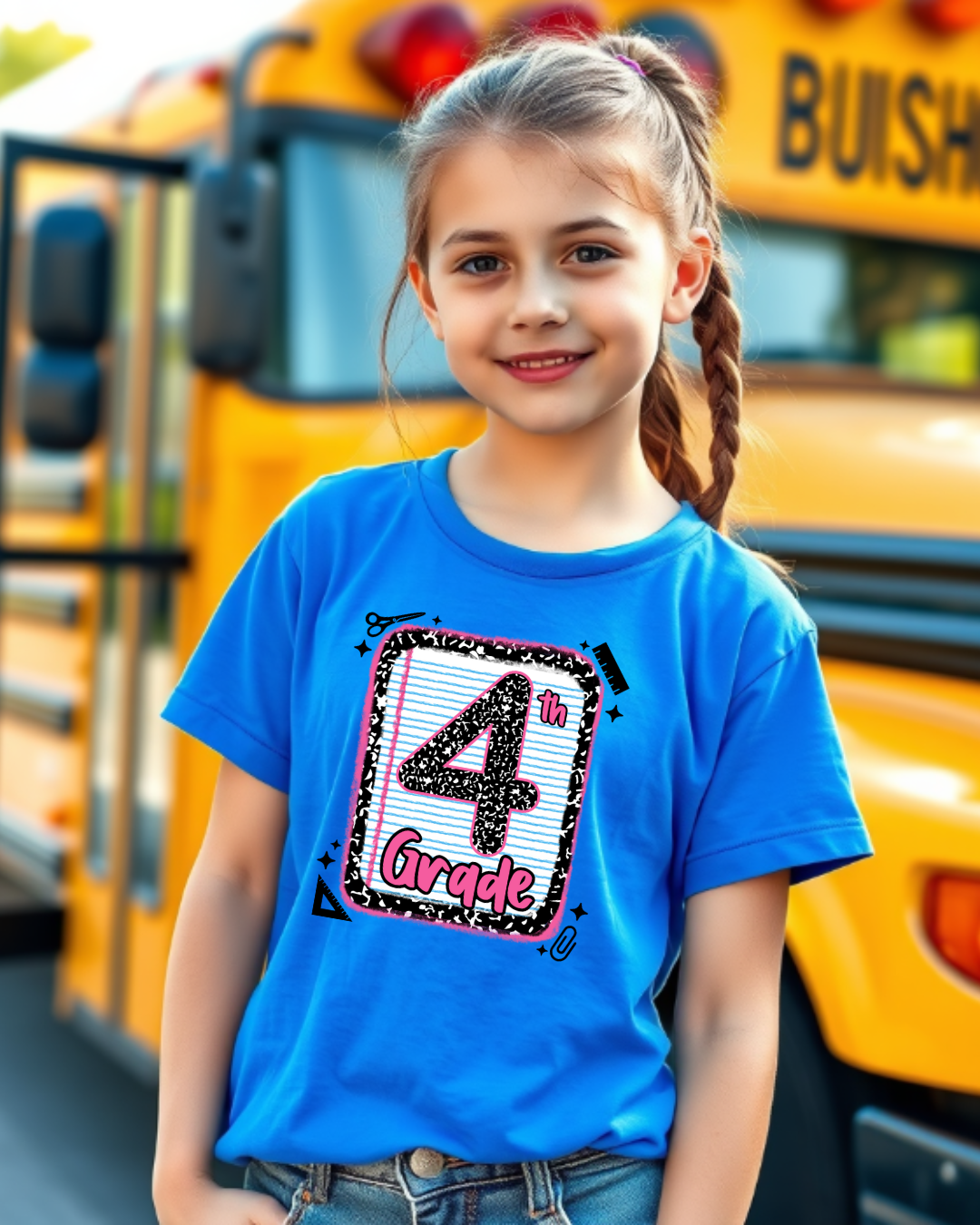4th Grade Girls Back to School Shirt – Leopard Print Notebook Graphic Tee