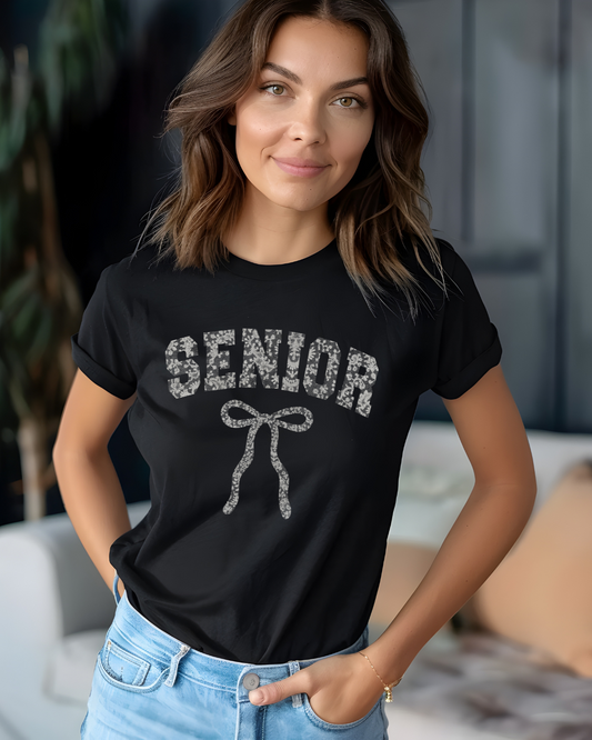 Senior vintage Shirt with Floral Bow – Cute Senior Year T-Shirt for Girls | Graduation Shirt for High School Seniors - Designs By Dice