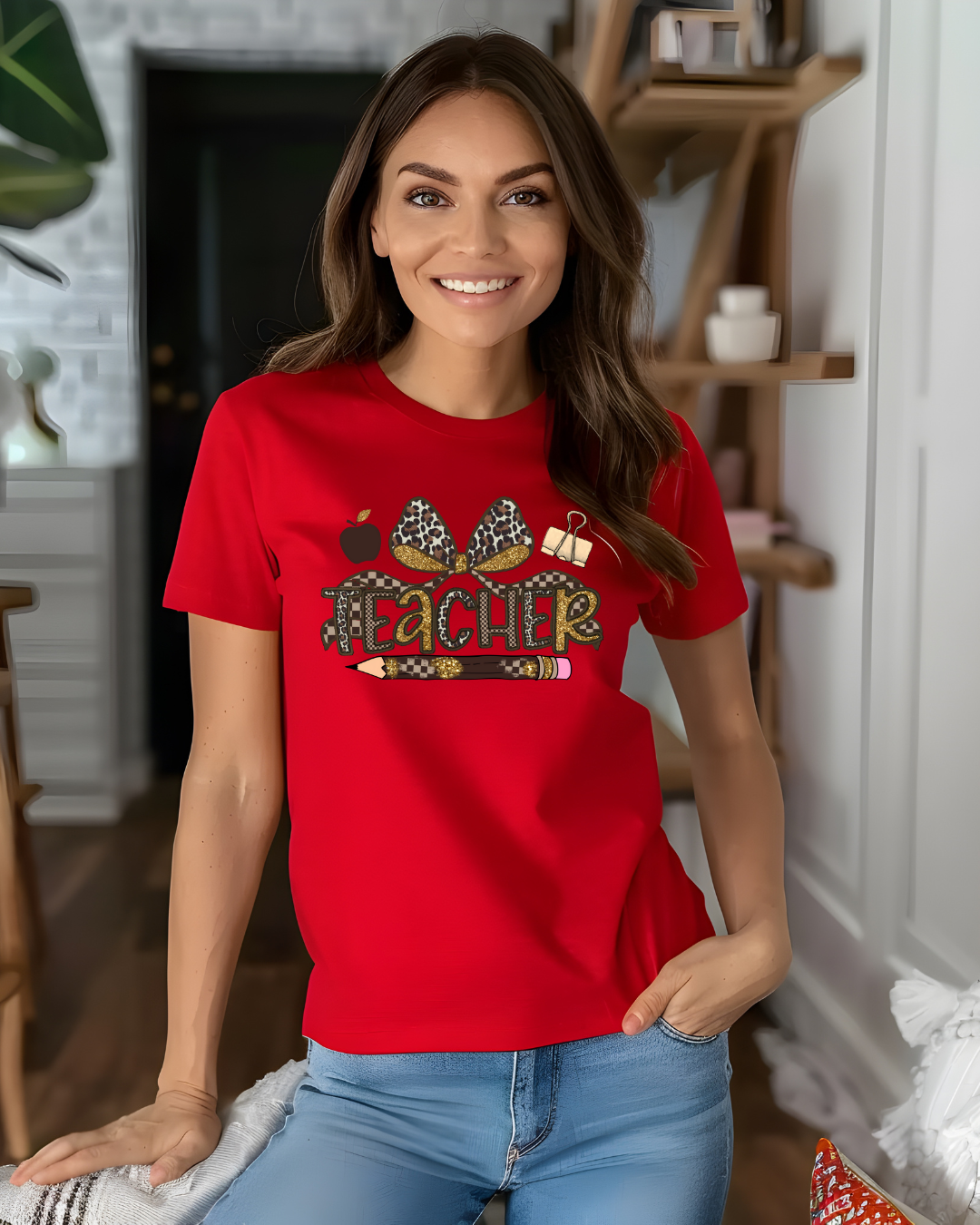 Leopard Print Teacher T-Shirt – Cute Teacher Graphic Tee for Back to School - Designs By Dice