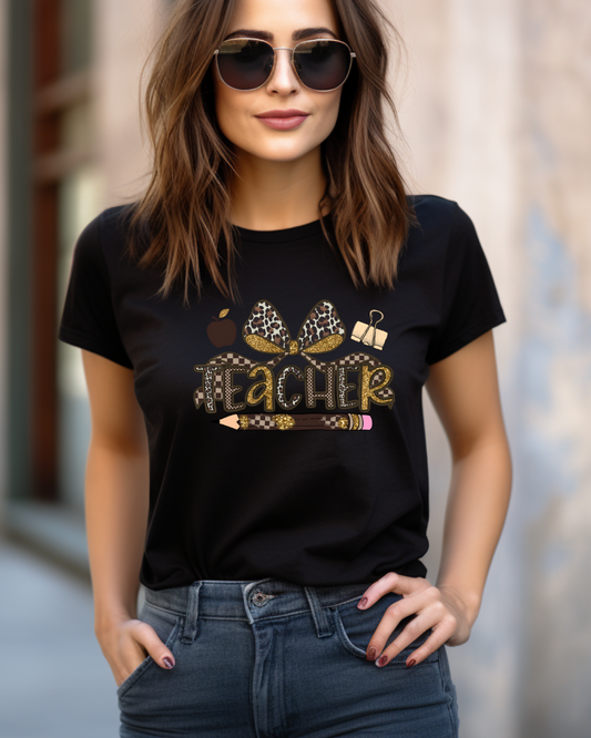 Leopard Print Teacher T-Shirt – Cute Teacher Graphic Tee for Back to School