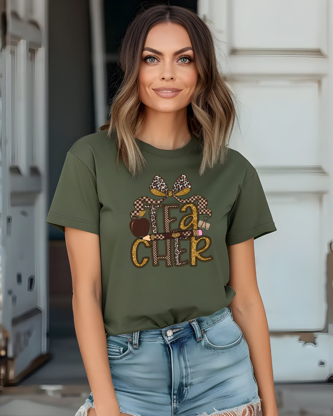 Leopard Print Teacher T-Shirt | Cute Back to School Style - Designs By Dice