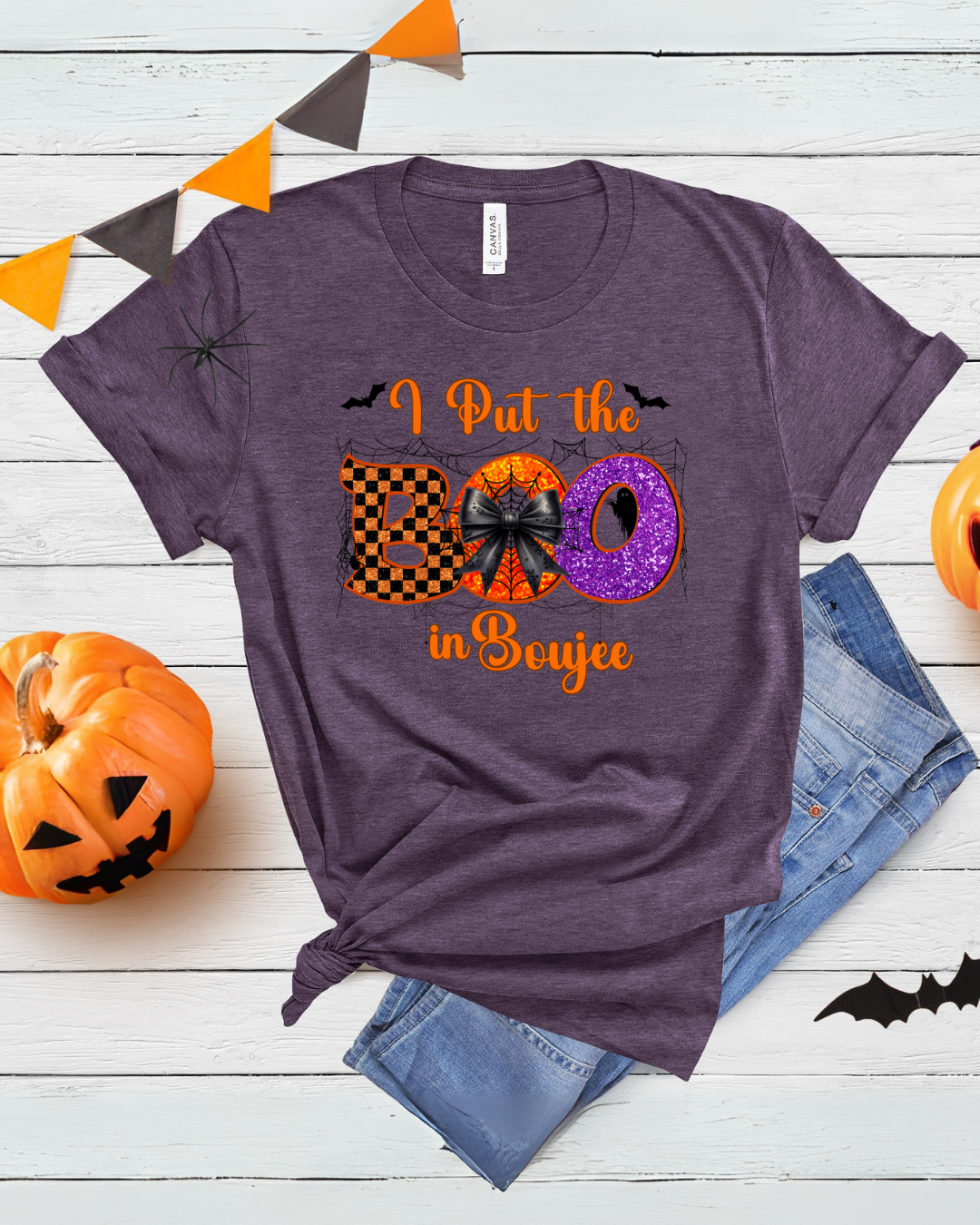 I Put the Boo in Boujee Halloween T-Shirt | Cute Spooky Graphic Tee for Women - Designs By Dice