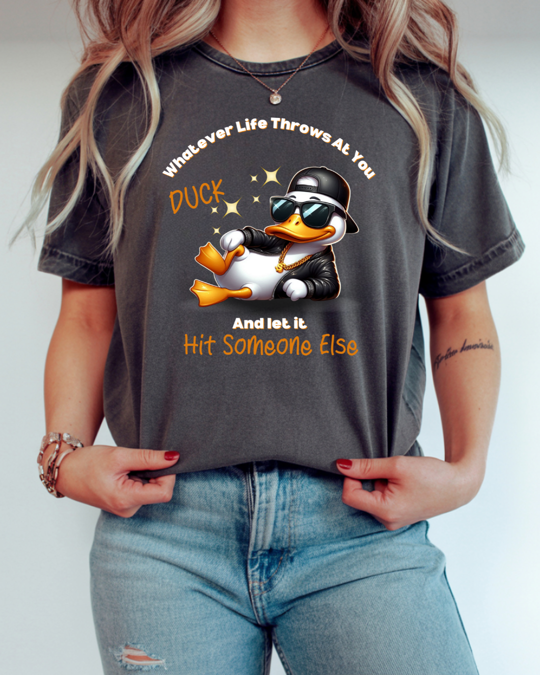 Duck Humor Unisex Tee - Everyday Comfort (white text) - Designs By Dice