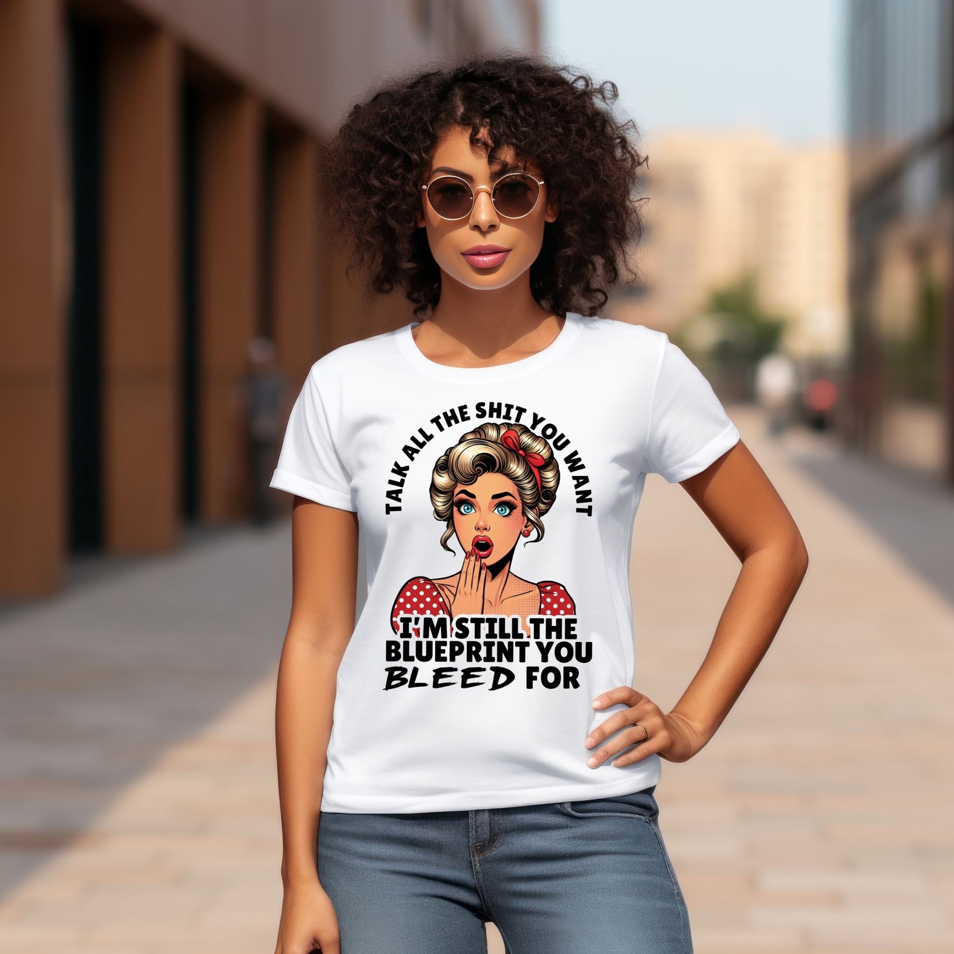 I’m Still the Blueprint T-Shirt – Retro Pop Art Pin-Up Graphic Tee - Designs By Dice