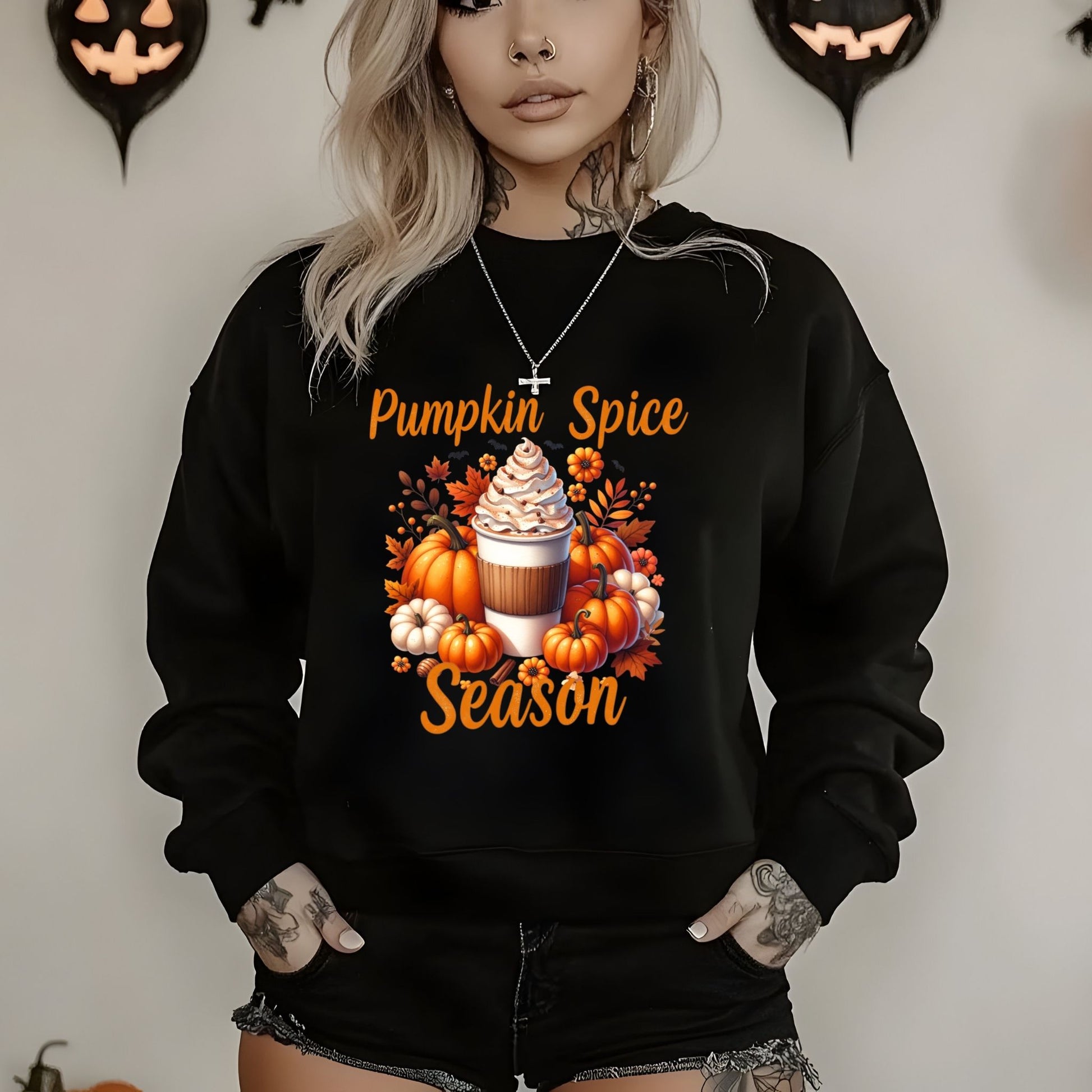 Pumpkin Spice Season Sweatshirt – Cozy Fall Gildan Crewneck for Autumn Lovers - Designs By Dice
