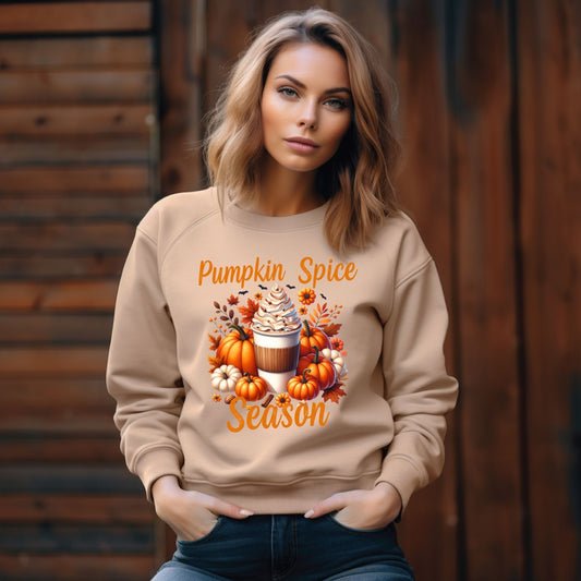 Pumpkin Spice Season Sweatshirt – Cozy Fall Gildan Crewneck for Autumn Lovers - Designs By Dice