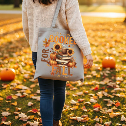Booked for Fall Tote Bag – Cozy Autumn Pumpkin & Book Lover Canvas Bag