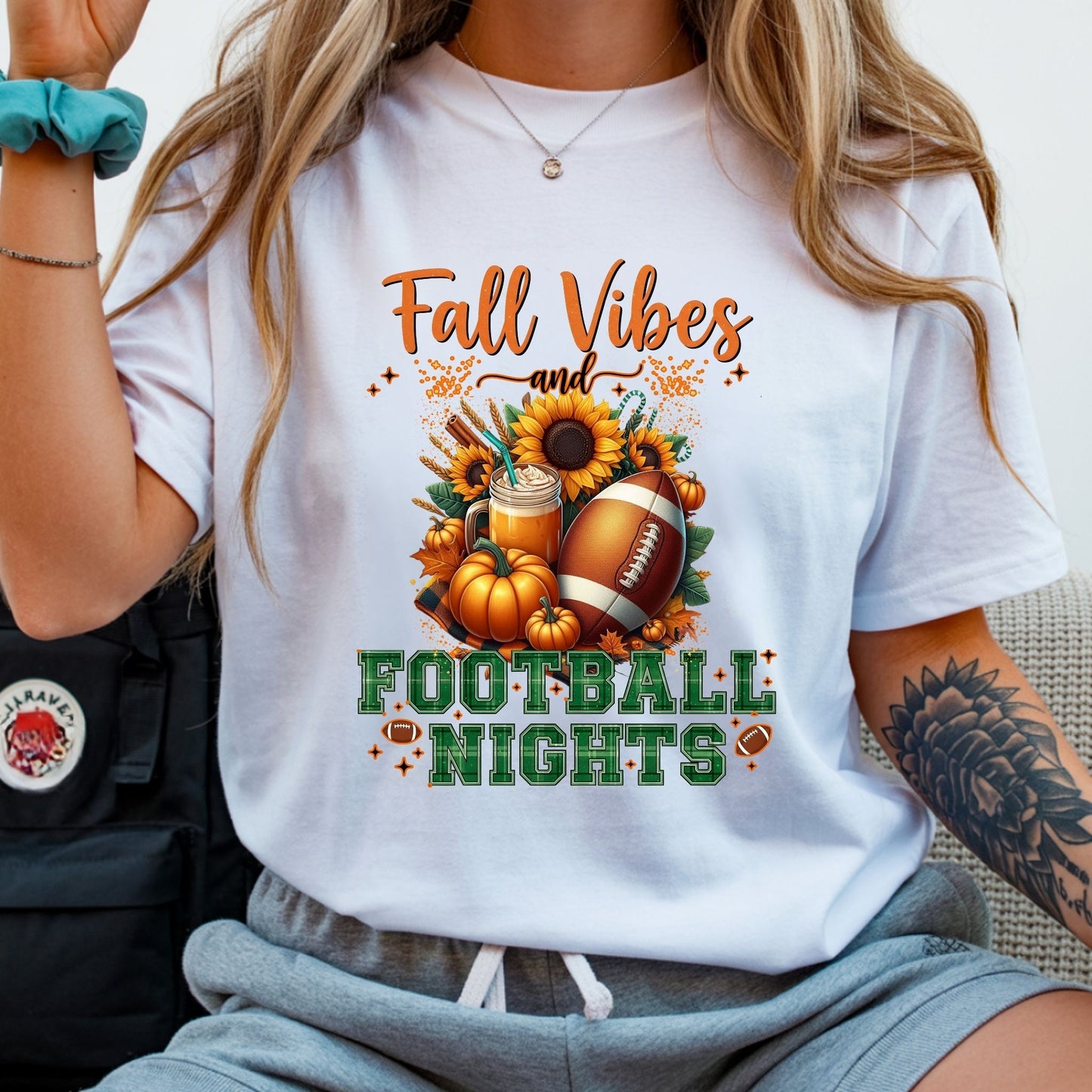 Fall Vibes and Football Nights T-Shirt – Cozy Autumn Pumpkin & Game Day Graphic Tee