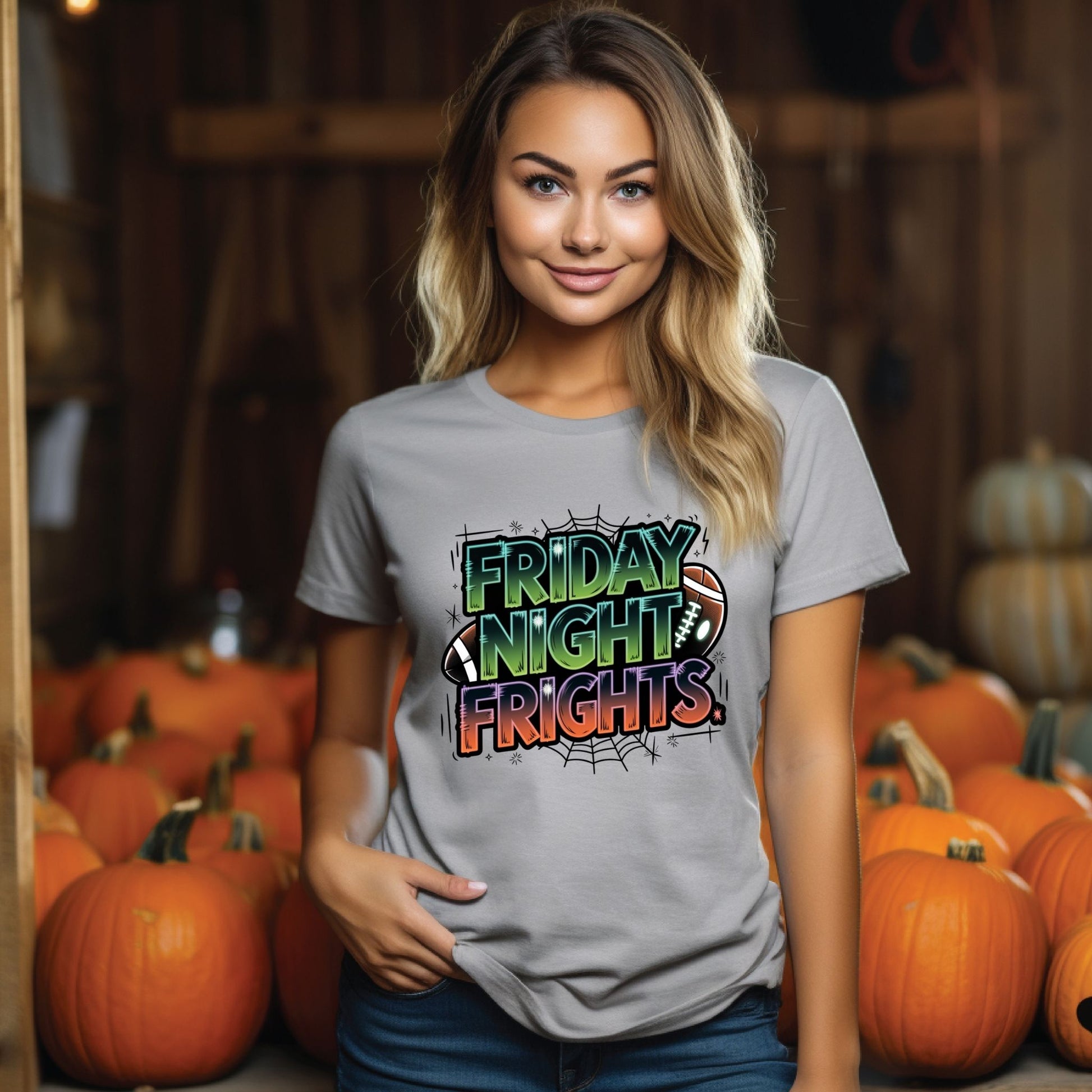 Friday Night Frights T-Shirt – Halloween Football Game Day Graphic Tee - Designs By Dice