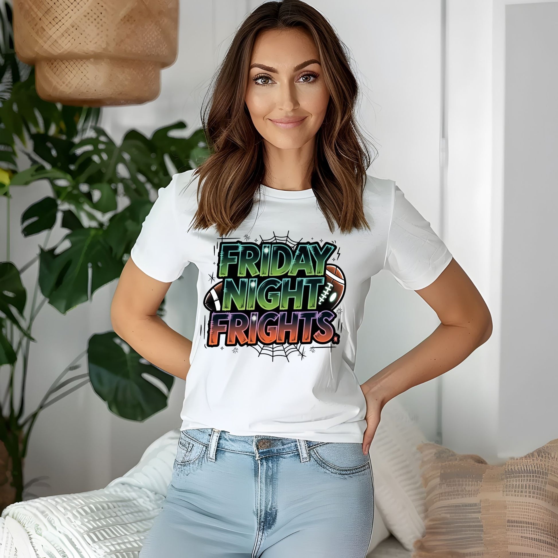 Friday Night Frights T-Shirt – Halloween Football Game Day Graphic Tee - Designs By Dice