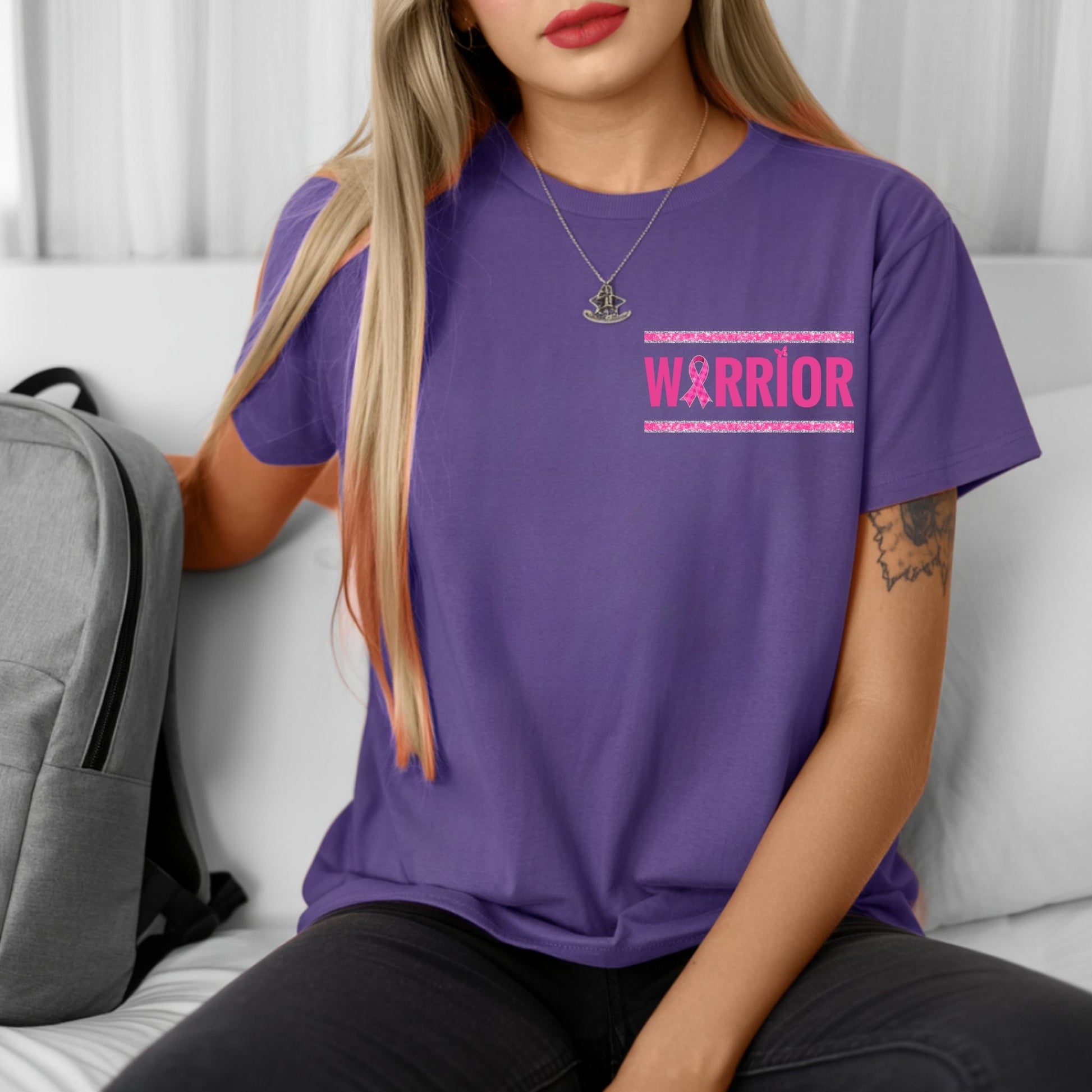 Tackle Cancer Warrior T-Shirt – Breast Cancer Awareness Football Graphic Tee - Designs By Dice