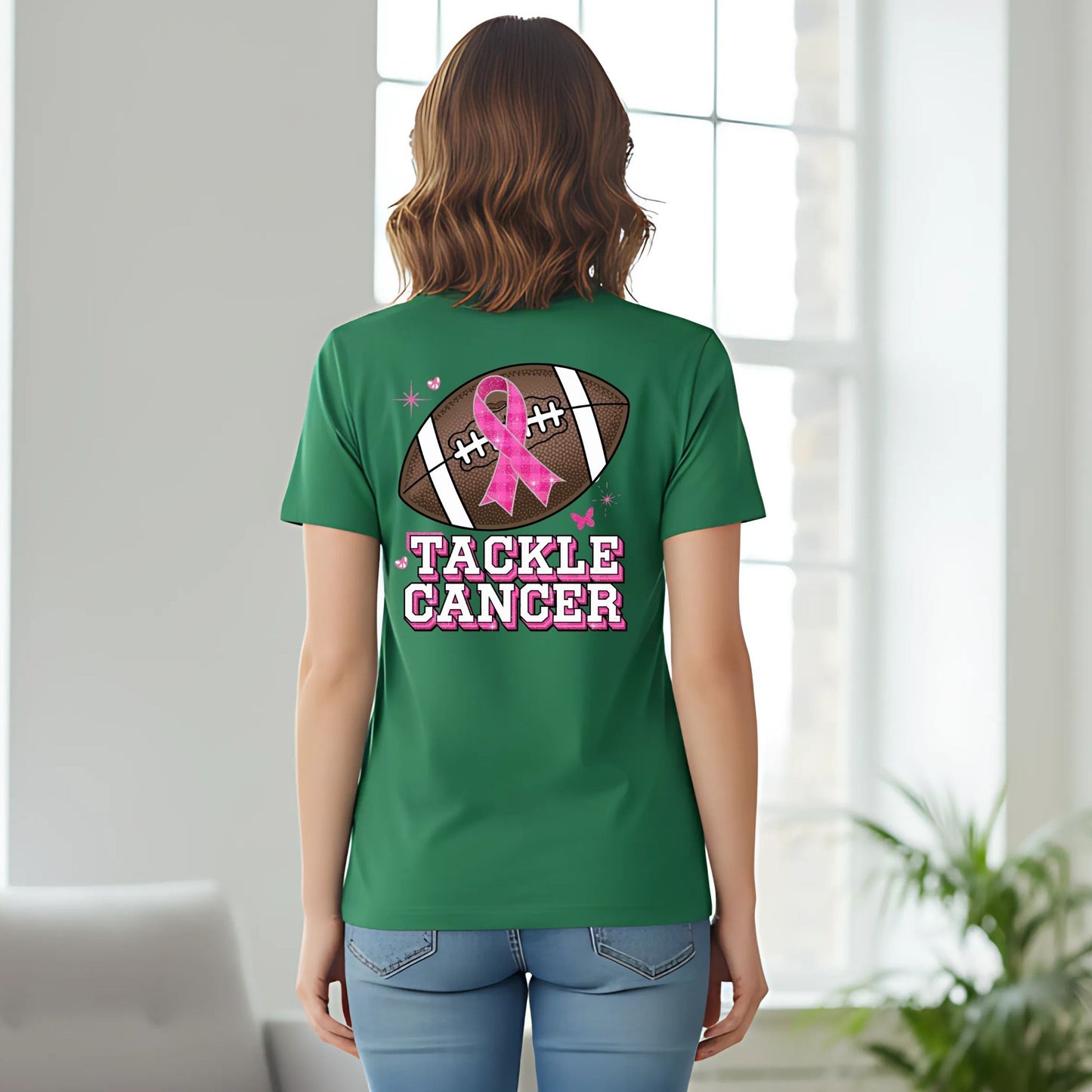 Tackle Cancer Warrior T-Shirt – Breast Cancer Awareness Football Graphic Tee