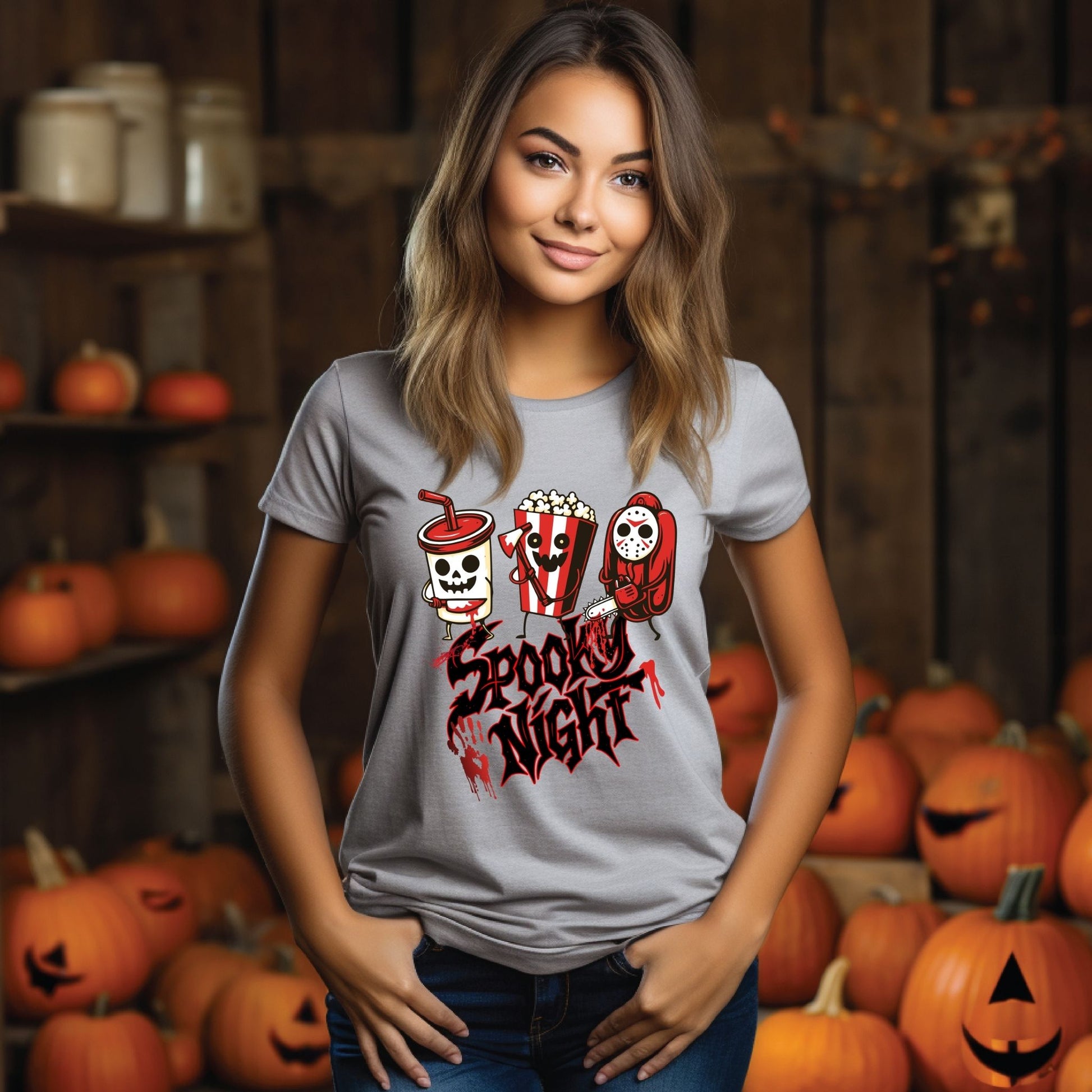 Spooky Night Halloween T-Shirt – Scary Movie Snack Horror Graphic Tee - Designs By Dice