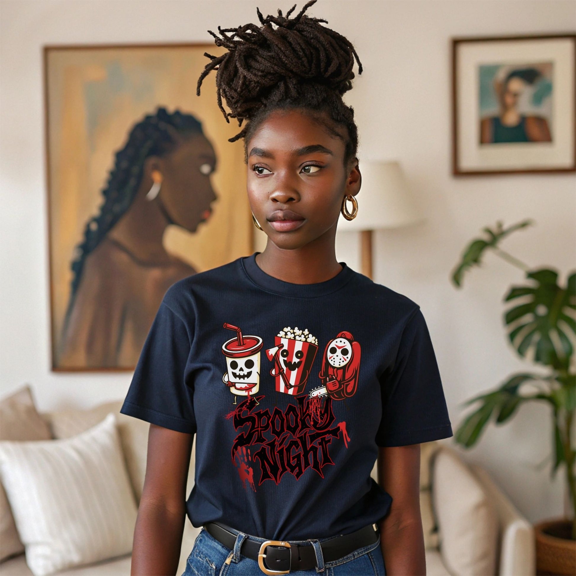 Spooky Night Halloween T-Shirt – Scary Movie Snack Horror Graphic Tee - Designs By Dice