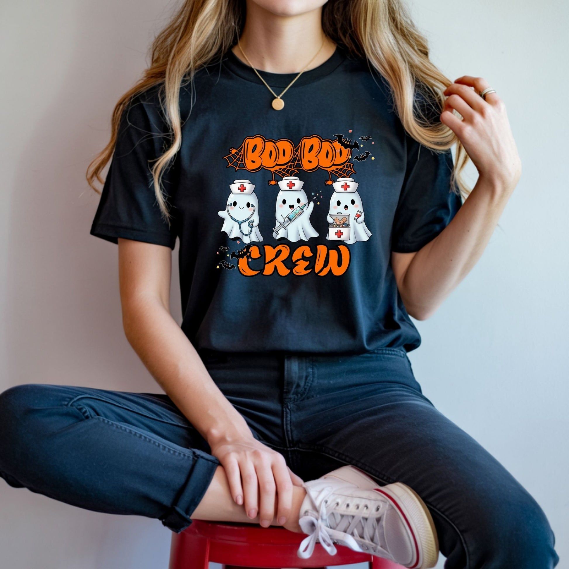 Boo Boo Crew Halloween T-Shirt – Cute Nurse Ghost Medical Team Graphic Tee - Designs By Dice