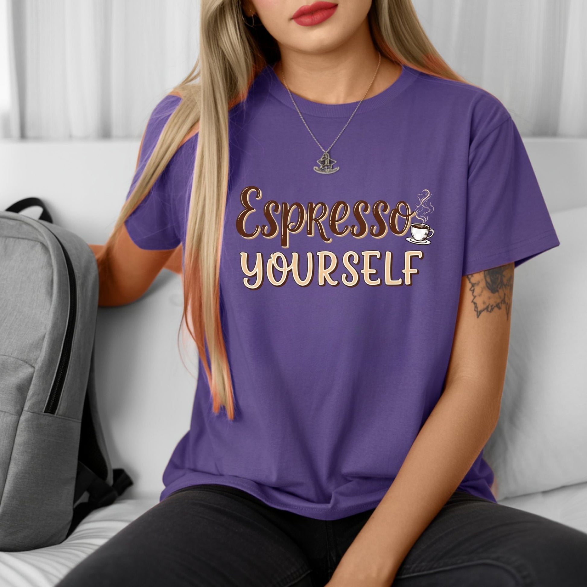 Espresso Yourself Coffee T-Shirt – Funny Caffeine Lover Graphic Tee - Designs By Dice