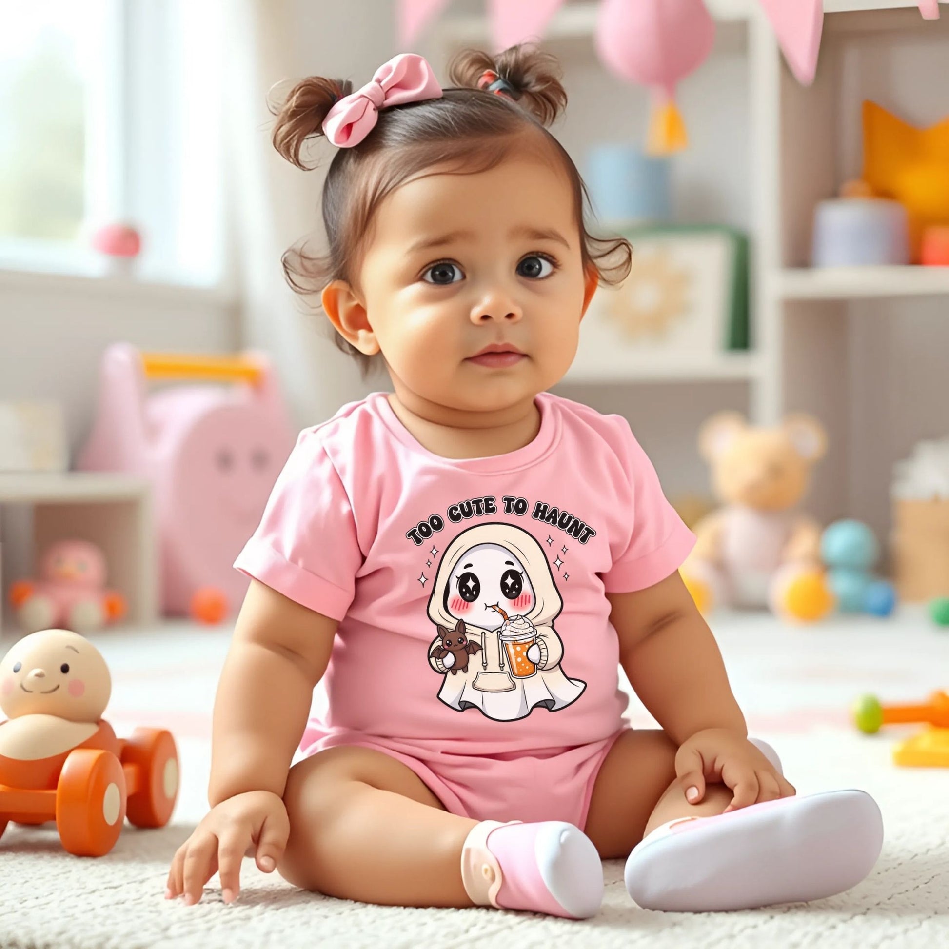 Too Cute to Haunt Infant Halloween Onesie – Adorable Baby Short Sleeve Bodysuit - Designs By Dice
