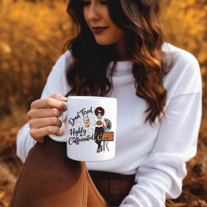 Dead Tired Highly Caffeinated Accent Mug – Pumpkin Spice Coffee Lover Fall Cup