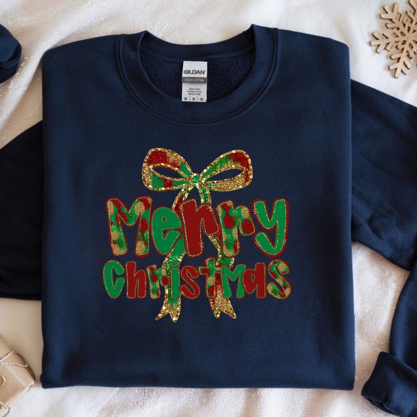 Christmas Glitter Bow Sweatshirt