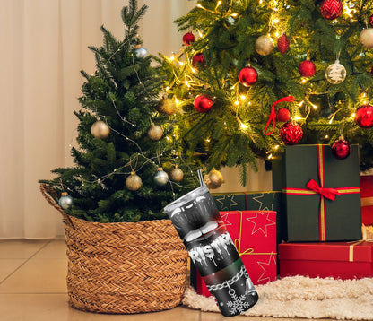 Black Christmas Lips Tumbler – 20oz Stainless Steel Holiday Cup with Lid & Straw