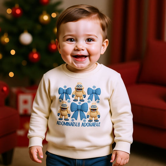 Abominably Adorable Toddler Crewneck | Cute Yeti Christmas Sweater | Cozy Winter Outfit for Kids