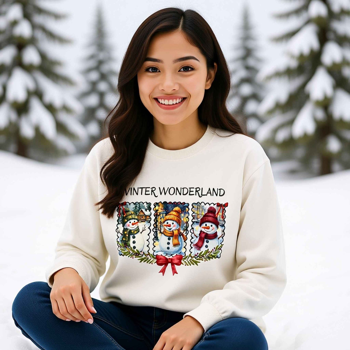 Winter Wonderland Crewneck Sweatshirt | Cozy Snowman Christmas Sweater for Women & Men | Festive Holiday Pullover