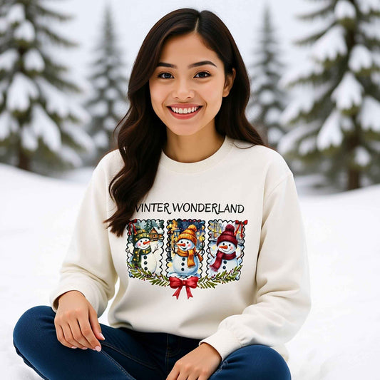 Winter Wonderland Crewneck Sweatshirt | Cozy Snowman Christmas Sweater for Women & Men | Festive Holiday Pullover