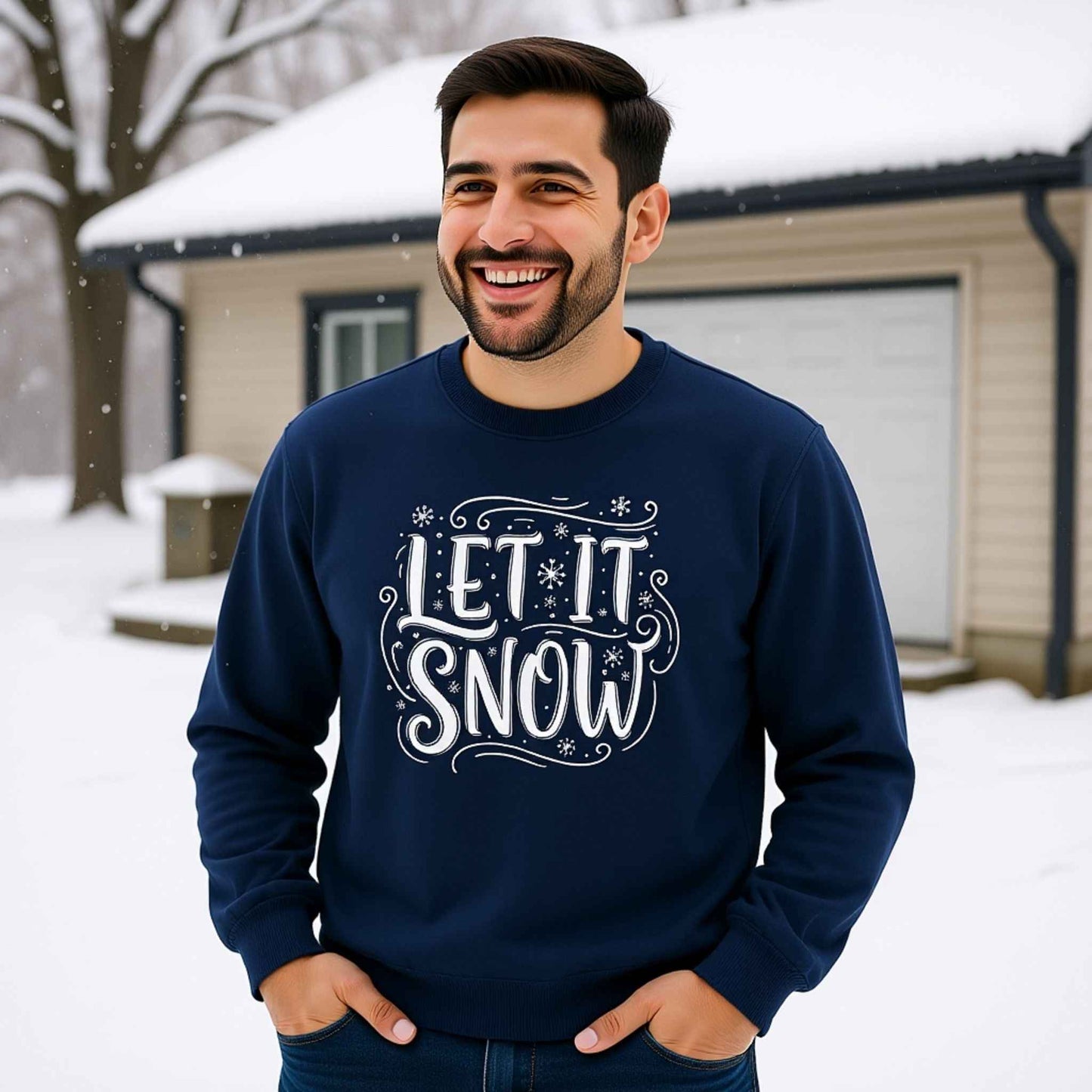 Let It Snow Crewneck Sweatshirt | Cozy Winter Holiday Sweater | Christmas Graphic Pullover for Women & Men