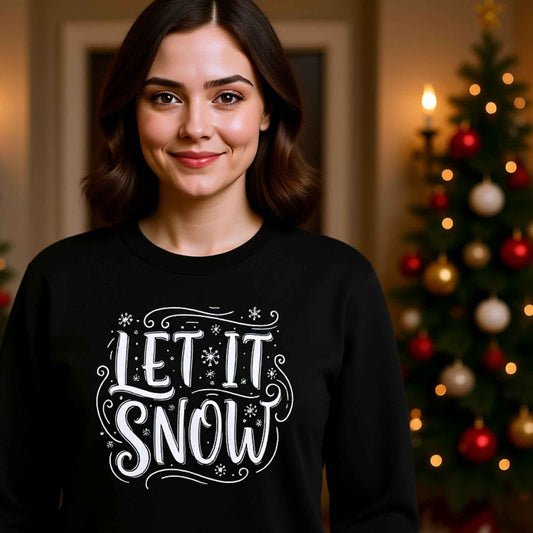 Let It Snow Crewneck Sweatshirt | Cozy Winter Holiday Sweater | Christmas Graphic Pullover for Women & Men