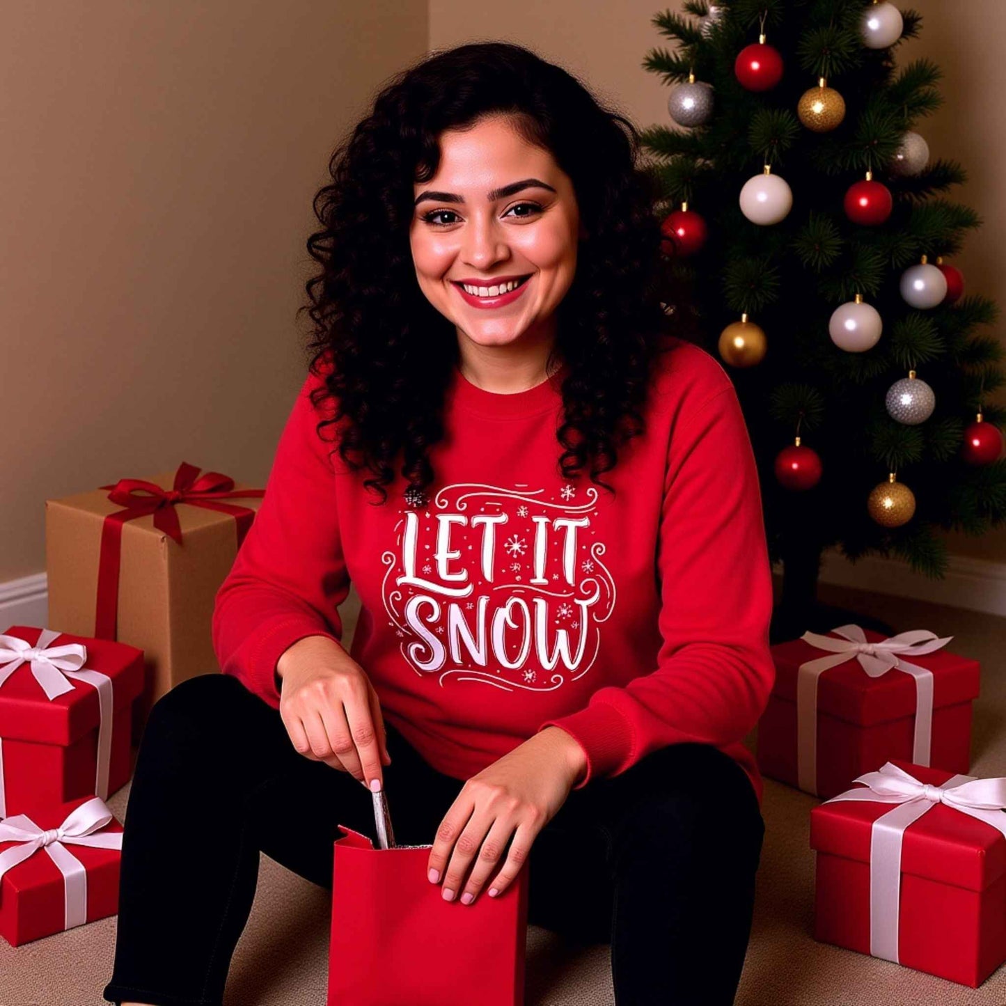 Let It Snow Crewneck Sweatshirt | Cozy Winter Holiday Sweater | Christmas Graphic Pullover for Women & Men
