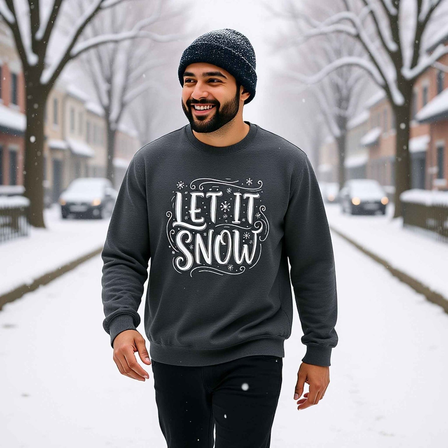 Let It Snow Crewneck Sweatshirt | Cozy Winter Holiday Sweater | Christmas Graphic Pullover for Women & Men