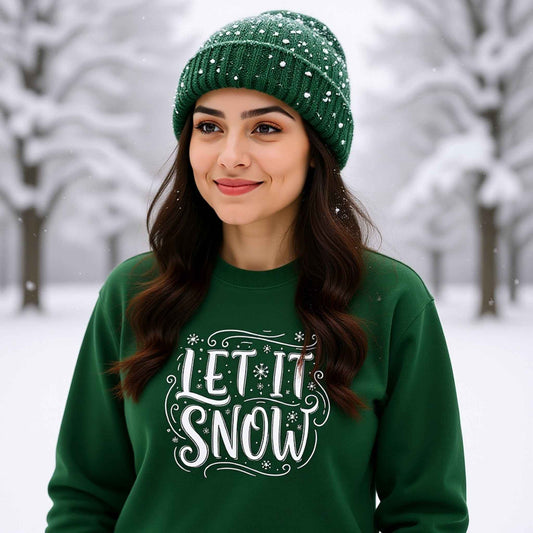 Let It Snow Crewneck Sweatshirt | Cozy Winter Holiday Sweater | Christmas Graphic Pullover for Women & Men
