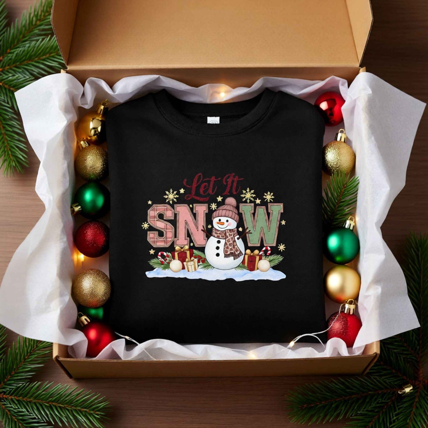 Let It Snow Toddler Christmas Crewneck – Cute Snowman Winter Sweater for Kids – Holiday Outfit for Boys & Girls