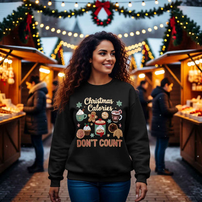 Christmas Calories Don’t Count Crewneck – Cute Holiday Baking Sweatshirt, Festive Winter Pullover for Women