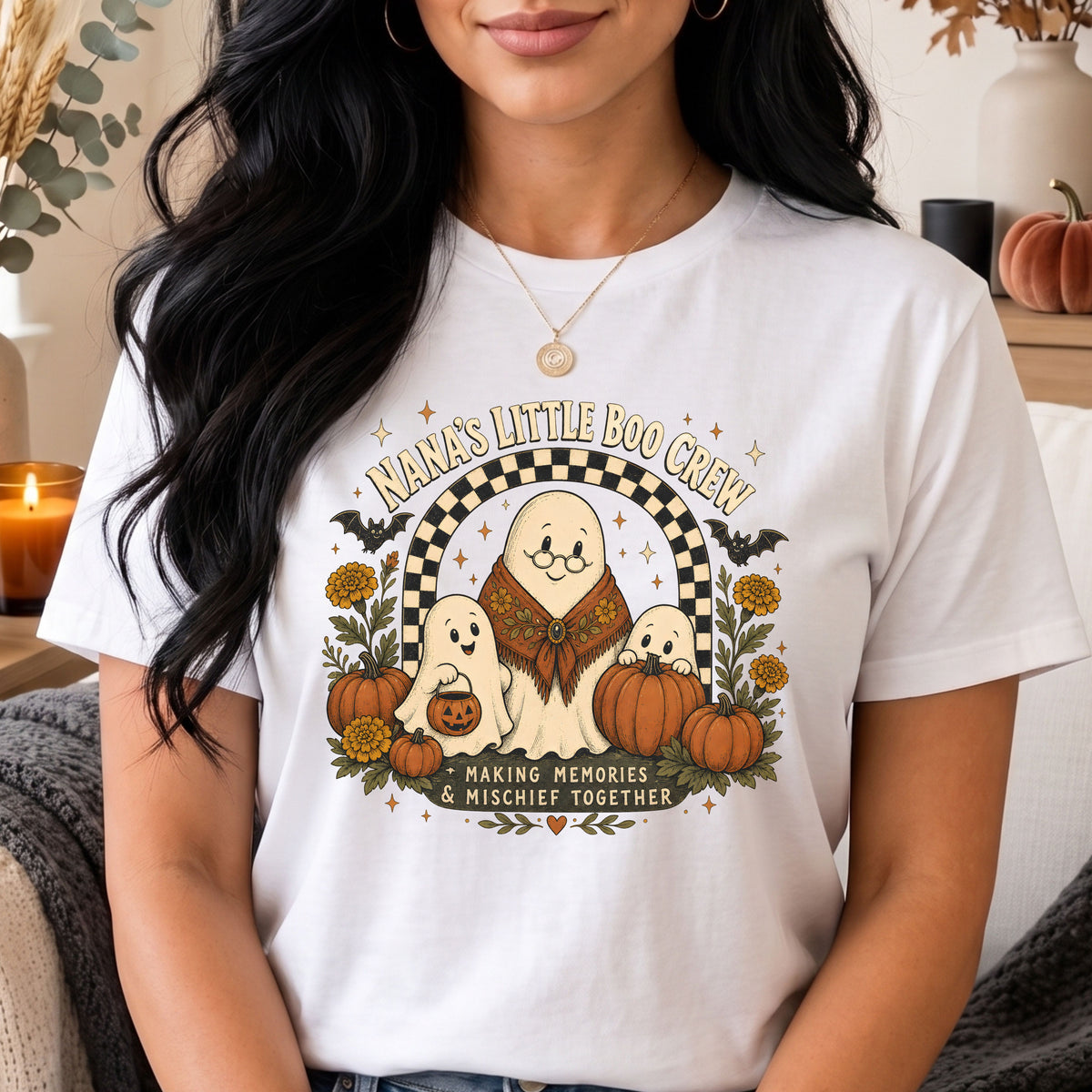 Nana's Little Boo Crew cute Halloween Nana graphic tee