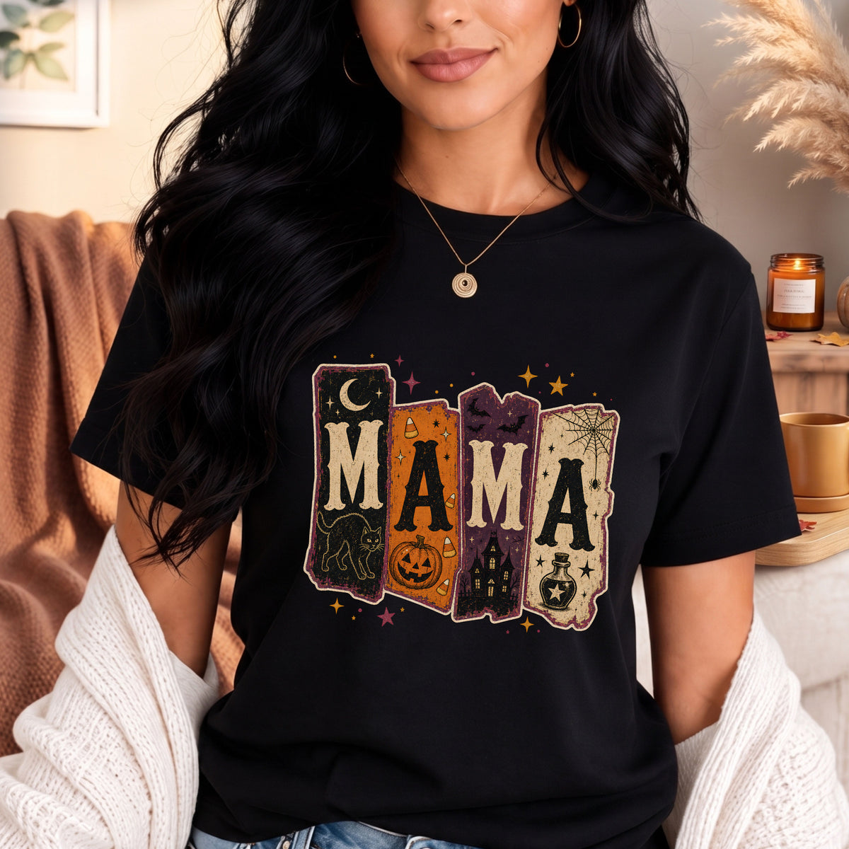 Spooky Mama vintage Halloween graphic T-shirt